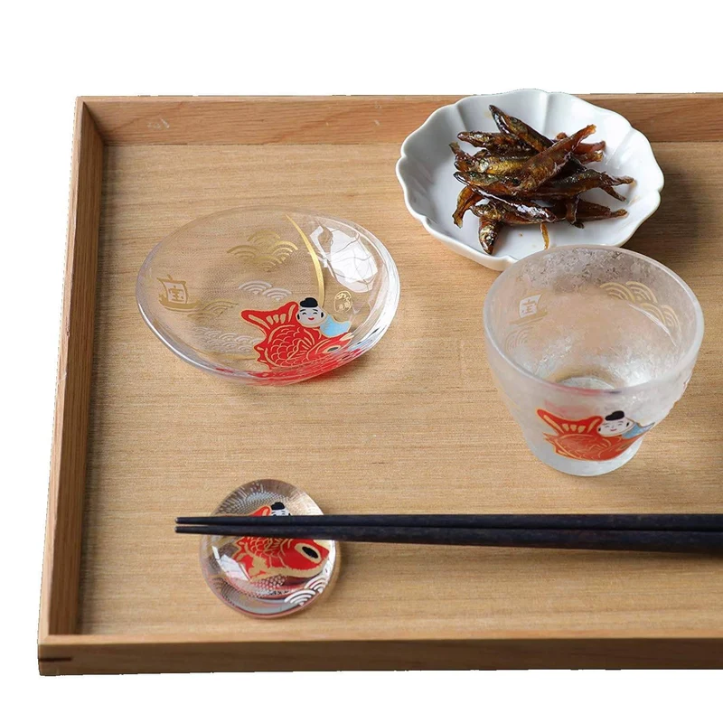 Aderia Small Glass Plate Dish Lucky Sea Bream Design 90mm