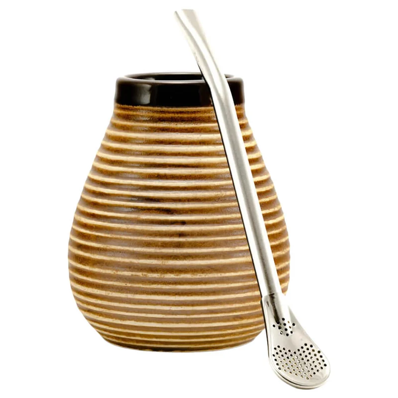 Matebecher Keramik mit Bombilla