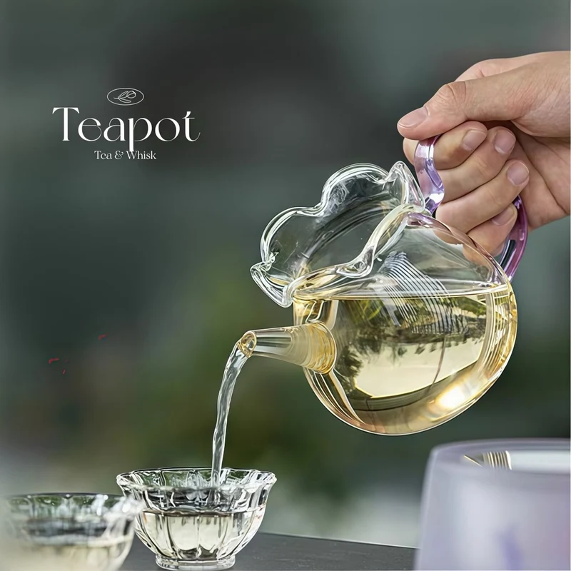 Teebereiter/Fairness-Tasse aus Blumenglas mit eingebautem Sieb