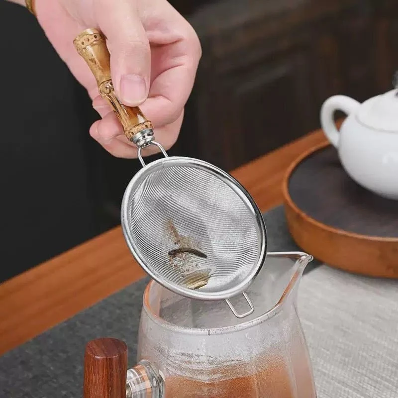 Feinstes Gongfu-Teesieb mit Bambusgriff (Nicht für Matcha)