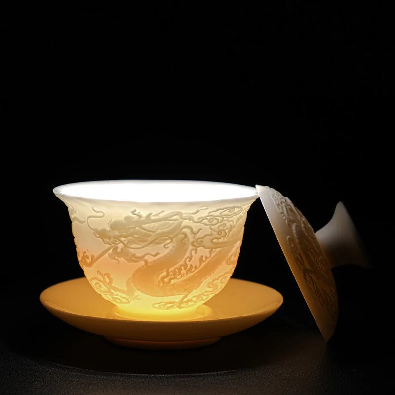 Mystic Dragon – Premium-Reiseset aus weißem Jade