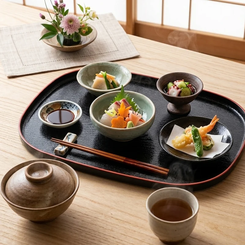 Large Oval Wood Grain Serving Tray Black with Vermilion Rim 36cm
