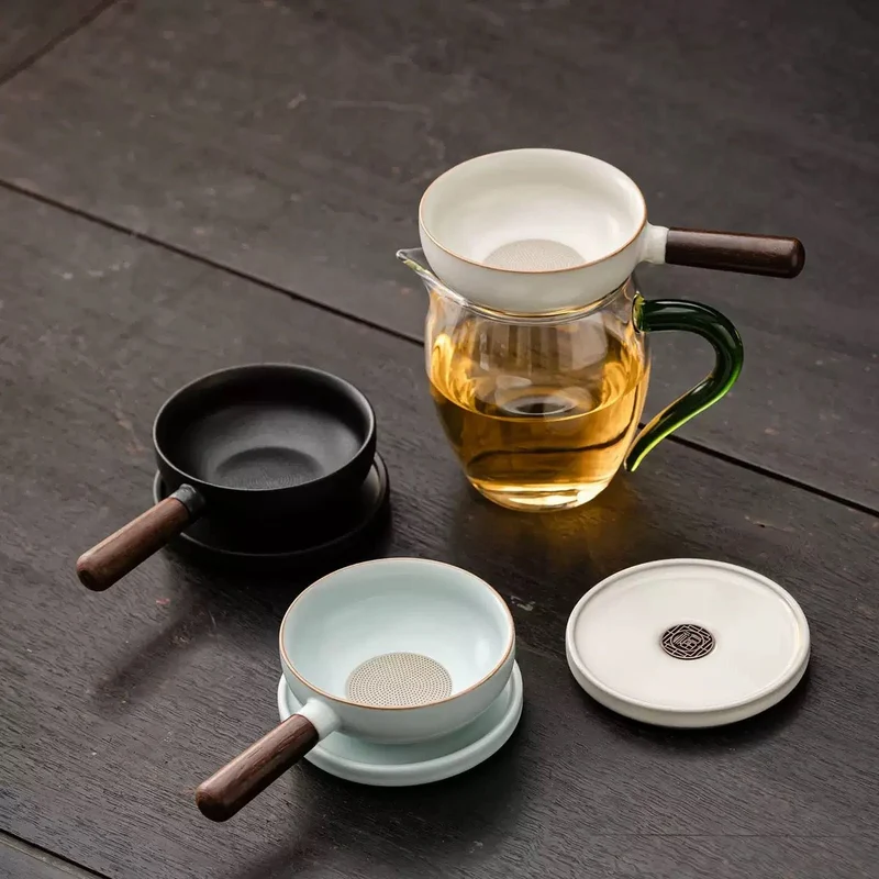 Gongfu-Teesieb im Pan-Stil mit Teller