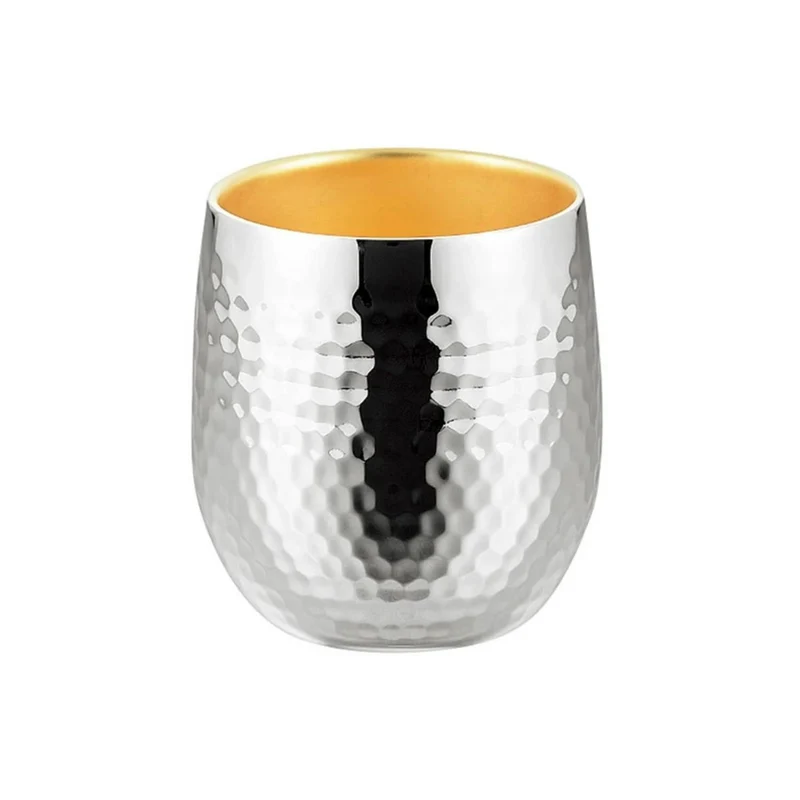 Double-Wall Hammered Cup Stainless Steel Gold-Plated Interior Tumbler 250ml