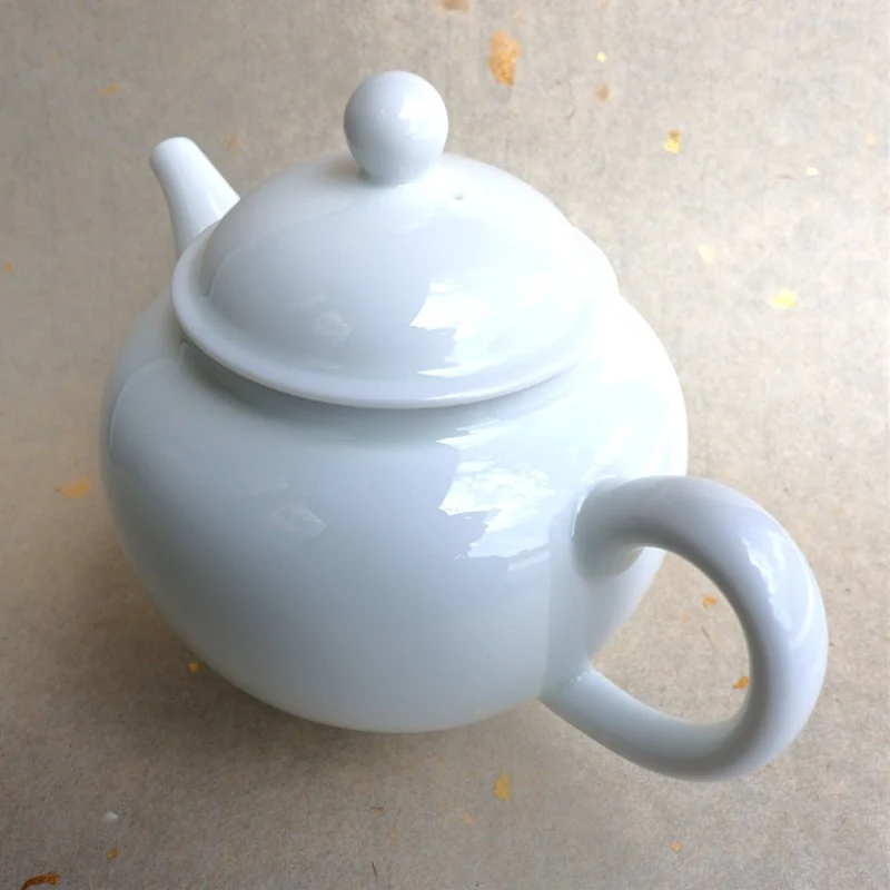 Jingdezhen „Ru yi“ Große Gongfu-Teekanne aus weißer, anmutiger Jade, 380 ml