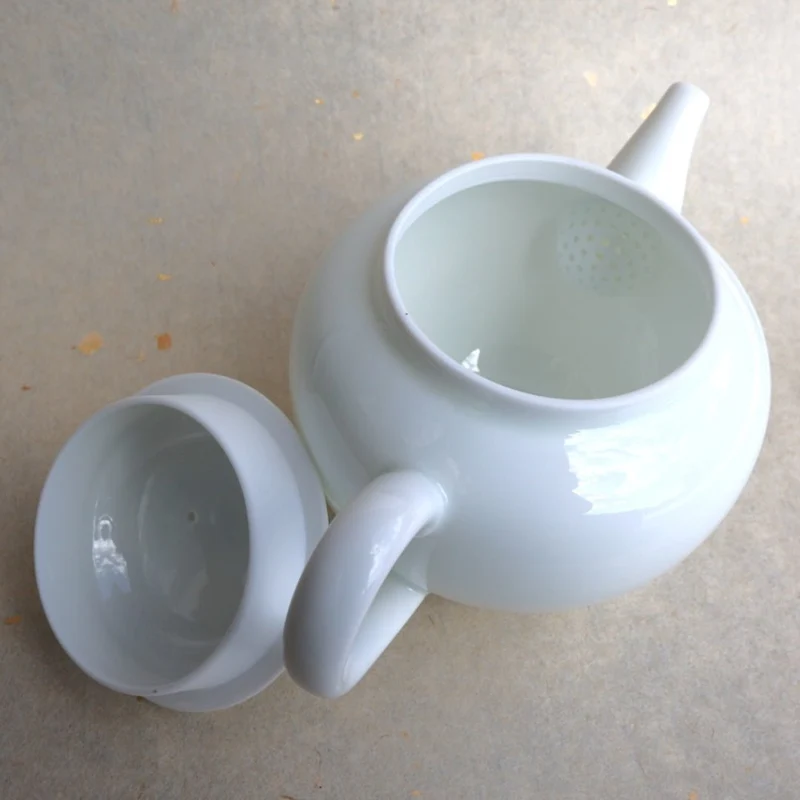 Jingdezhen „Ru yi“ Große Gongfu-Teekanne aus weißer, anmutiger Jade, 380 ml
