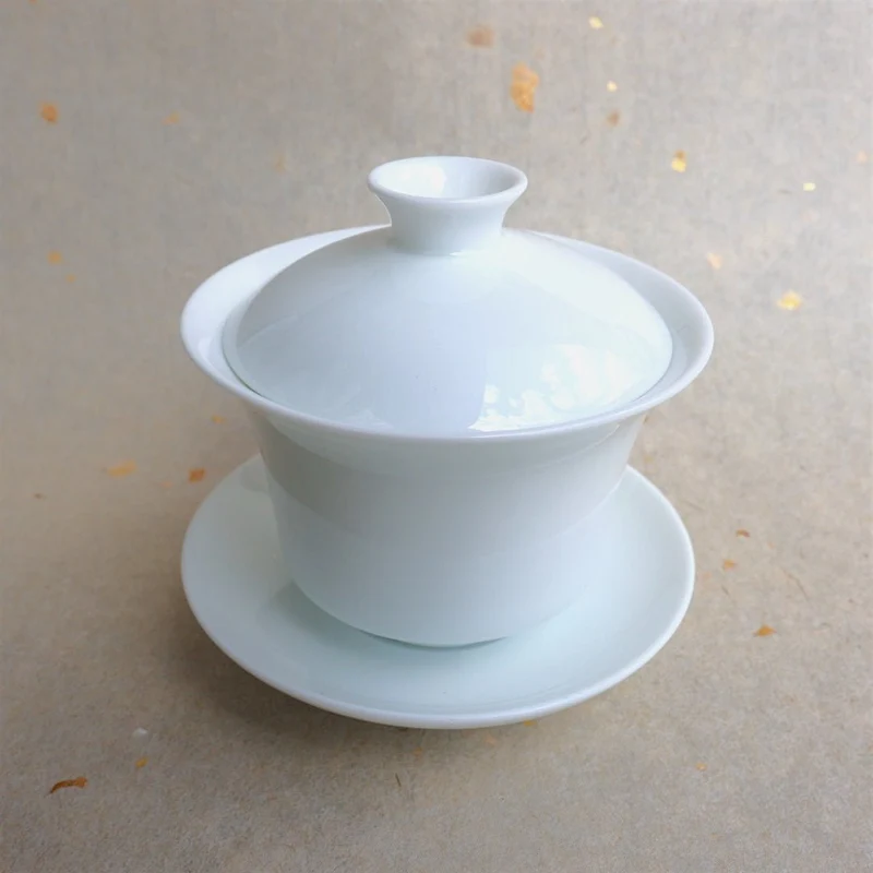 Jingdezhen Authentische „Lotusglocke“ Gaiwan aus weißer Jade