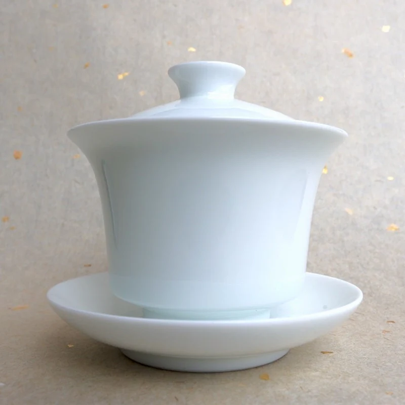 Jingdezhen Authentische „Lotusglocke“ Gaiwan aus weißer Jade