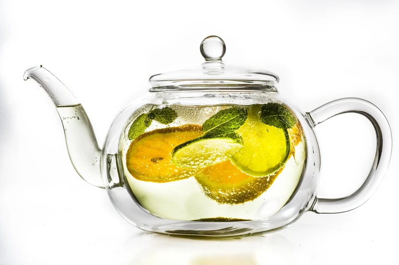 Doppelwandige Glas-Teekanne mit Edelstahlfilter "bauchig" 1,2 Liter