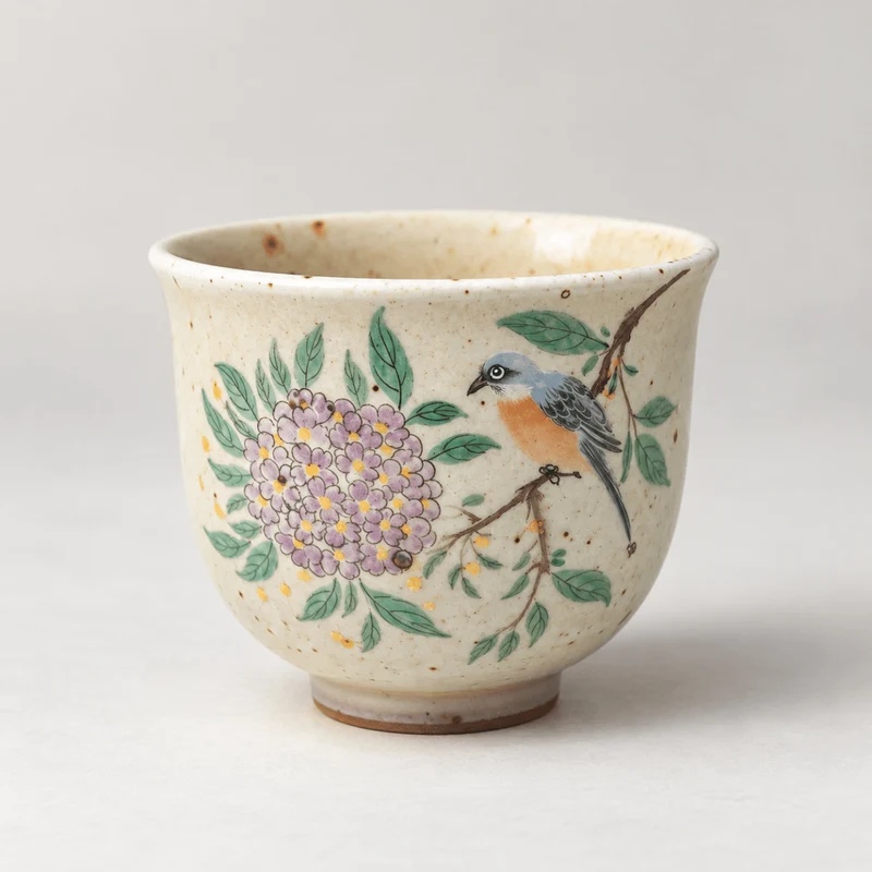 Handbemalte Pastellblüten und Singvögel Jingdezhen Teetassen