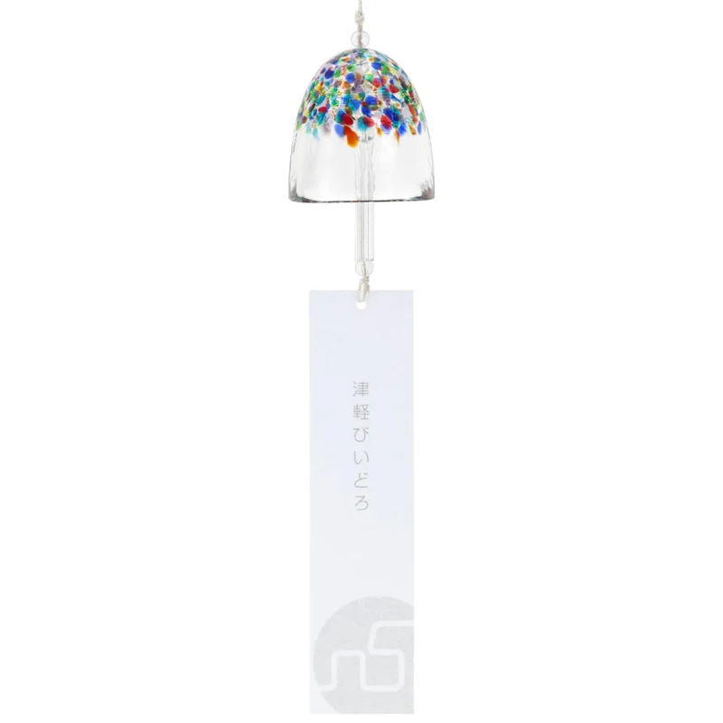 Aderia Handmade Glass Furin Wind Chime Vibrant Colorful Pattern