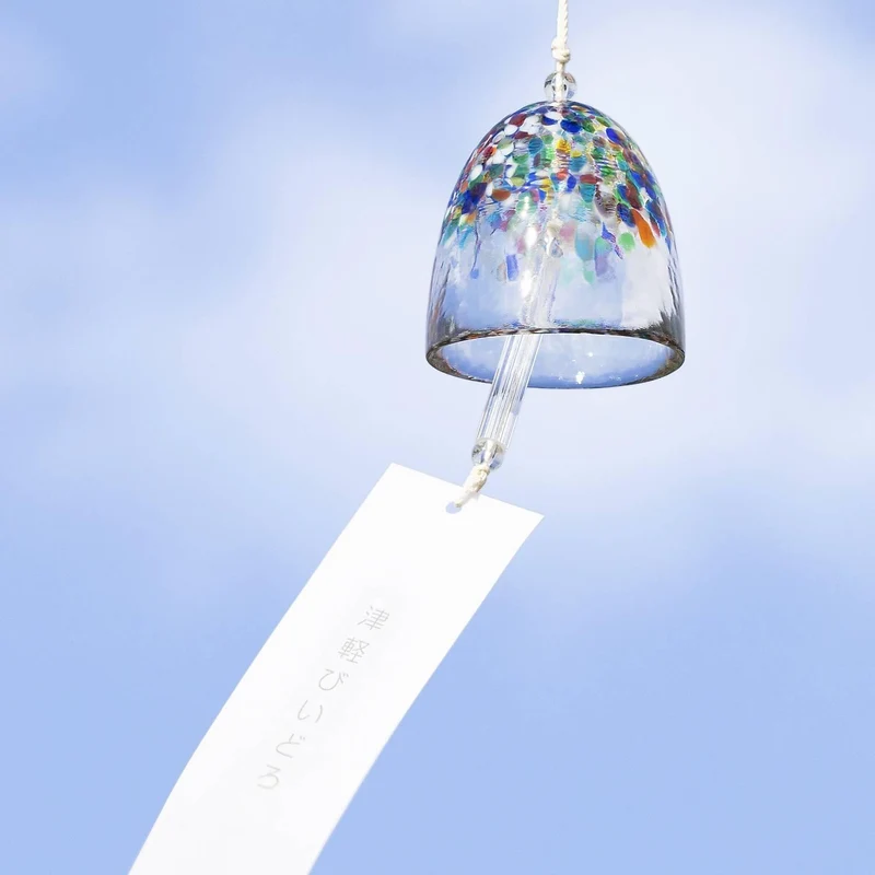 Aderia Handmade Glass Furin Wind Chime Vibrant Colorful Pattern