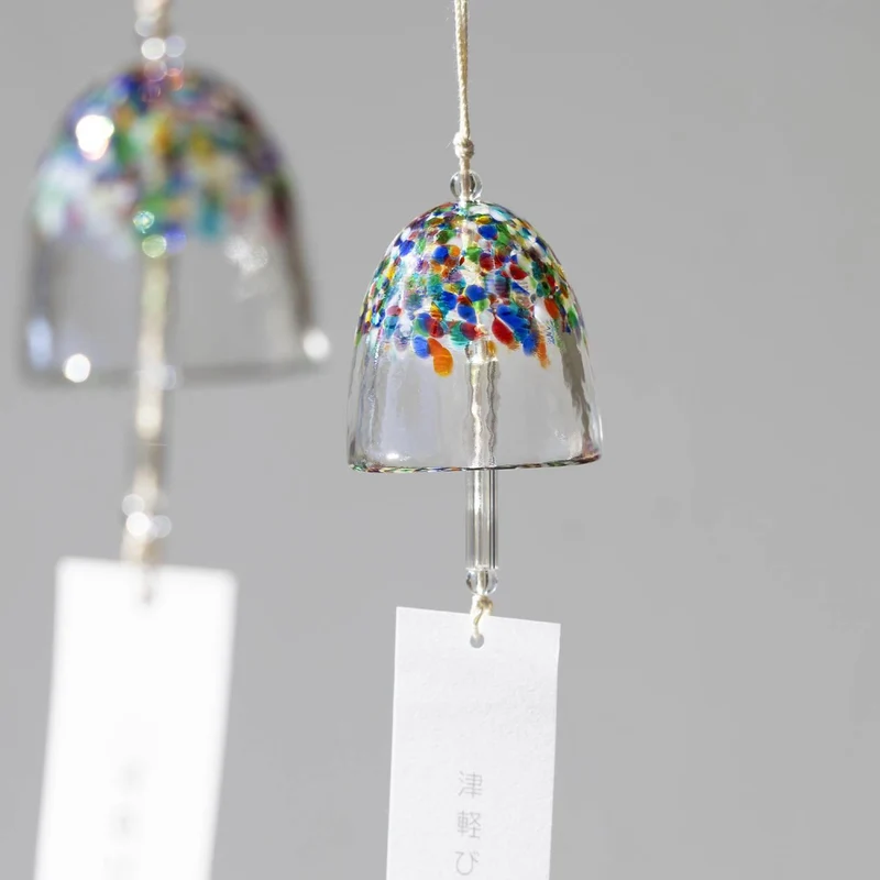 Aderia Handmade Glass Furin Wind Chime Vibrant Colorful Pattern