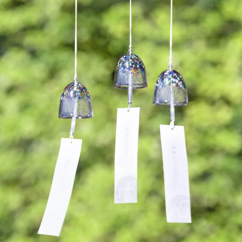 Aderia Handmade Glass Furin Wind Chime Vibrant Colorful Pattern