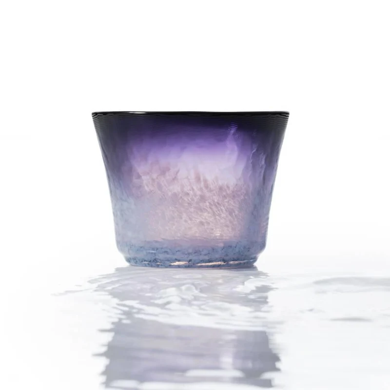 Aderia Handmade Sake Cup Shot Glass Vivid Purple Pattern 75ml