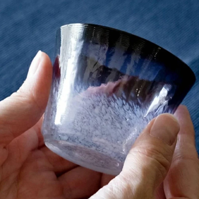 Aderia Handmade Sake Cup Shot Glass Vivid Purple Pattern 75ml