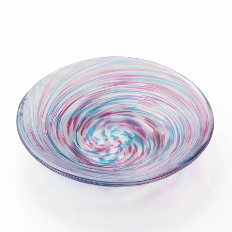 Aderia Handmade Small Glass Plate Colorful Spiral Design 100mm