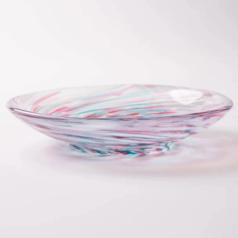 Aderia Handmade Small Glass Plate Colorful Spiral Design 100mm