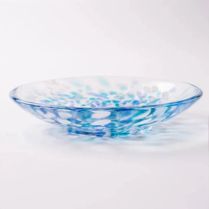 Aderia Handmade Small Glass Plate Water Drops Design 100mm