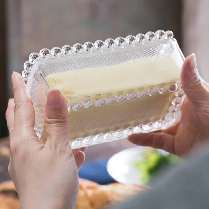 Aderia Classic Elegant Glass Butter Container Dish 1/2 Pound