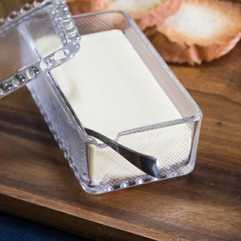 Aderia Classic Elegant Glass Butter Container Dish 1/2 Pound