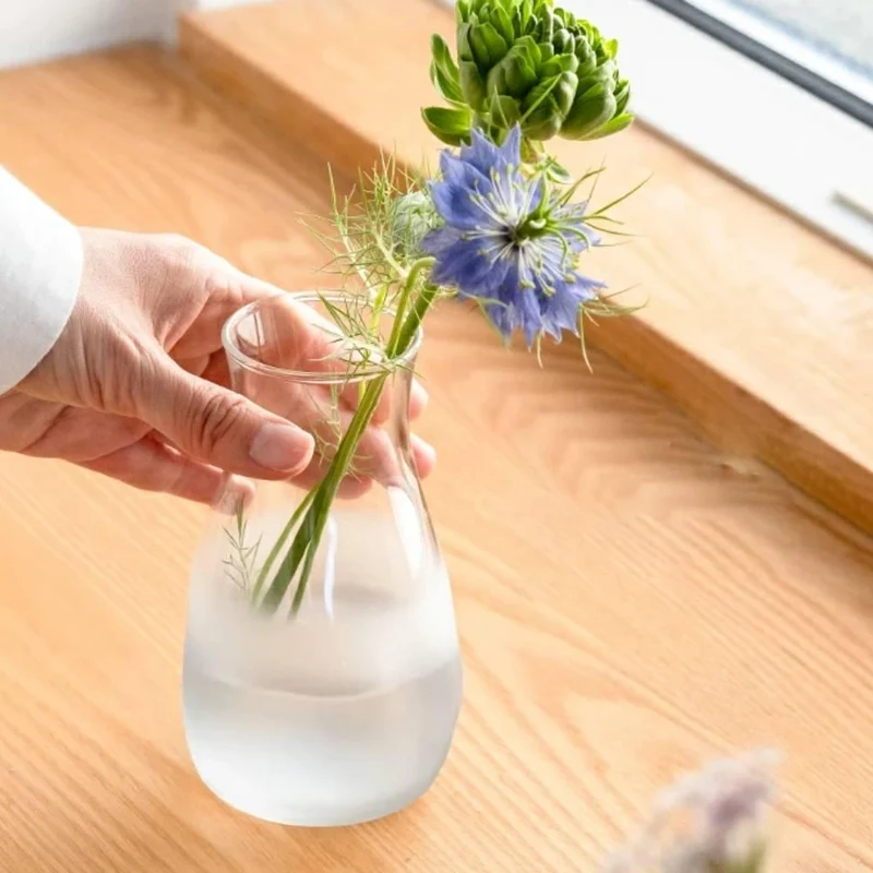 Aderia Tebineri Small Glass Flower Vase Frosted Blue Finish 129mm