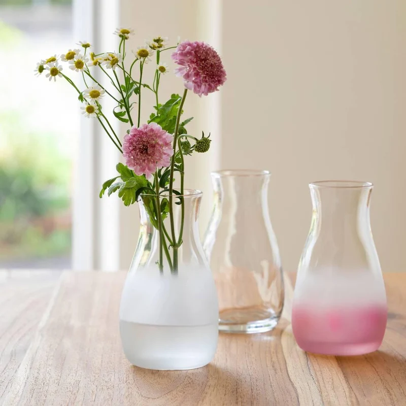 Aderia Tebineri Small Glass Flower Vase Frosted Pink Finish 129mm