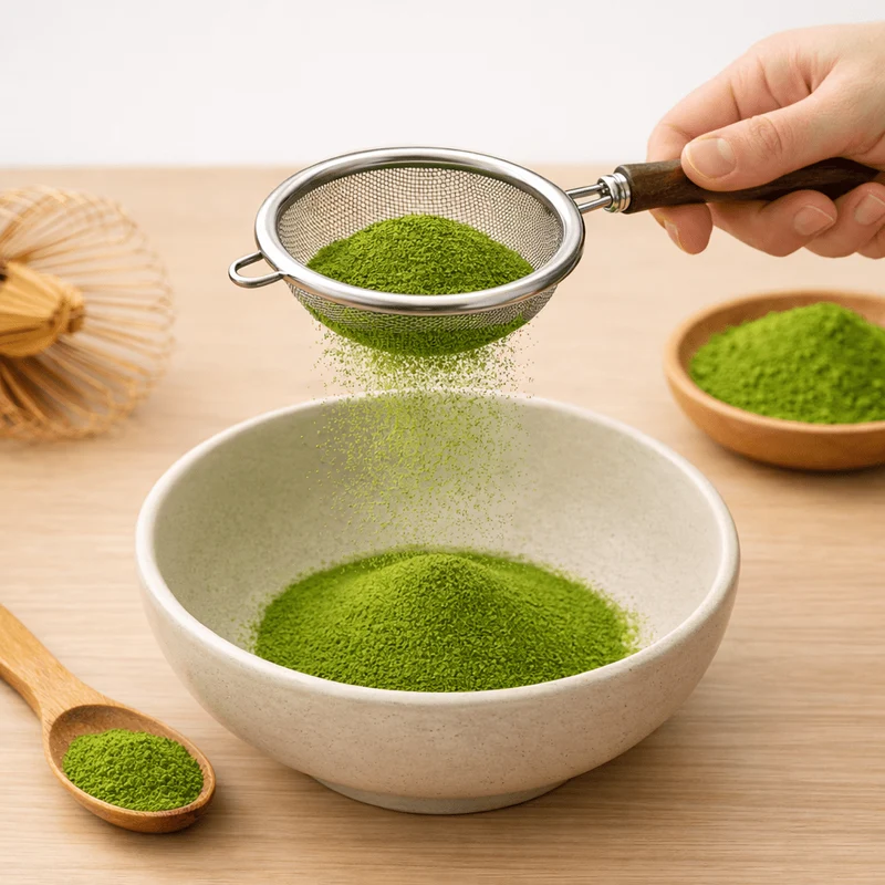 Matcha-Sieb mit Holzgriff