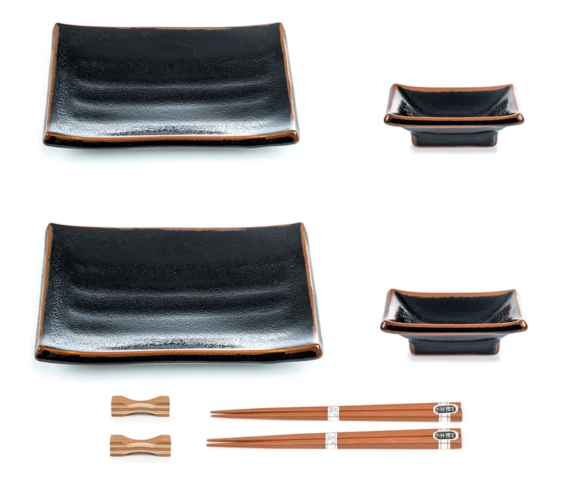 Tenmoku Japanese Sushi Plate Set