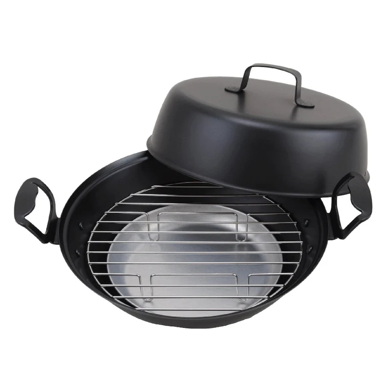 Ptygrace Iron Smoker Durable Smoking Pot & Grill For Camping 27cm
