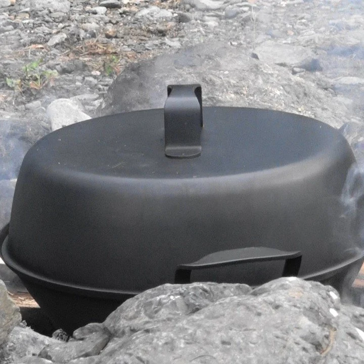 Ptygrace Iron Smoker Durable Smoking Pot & Grill For Camping 27cm