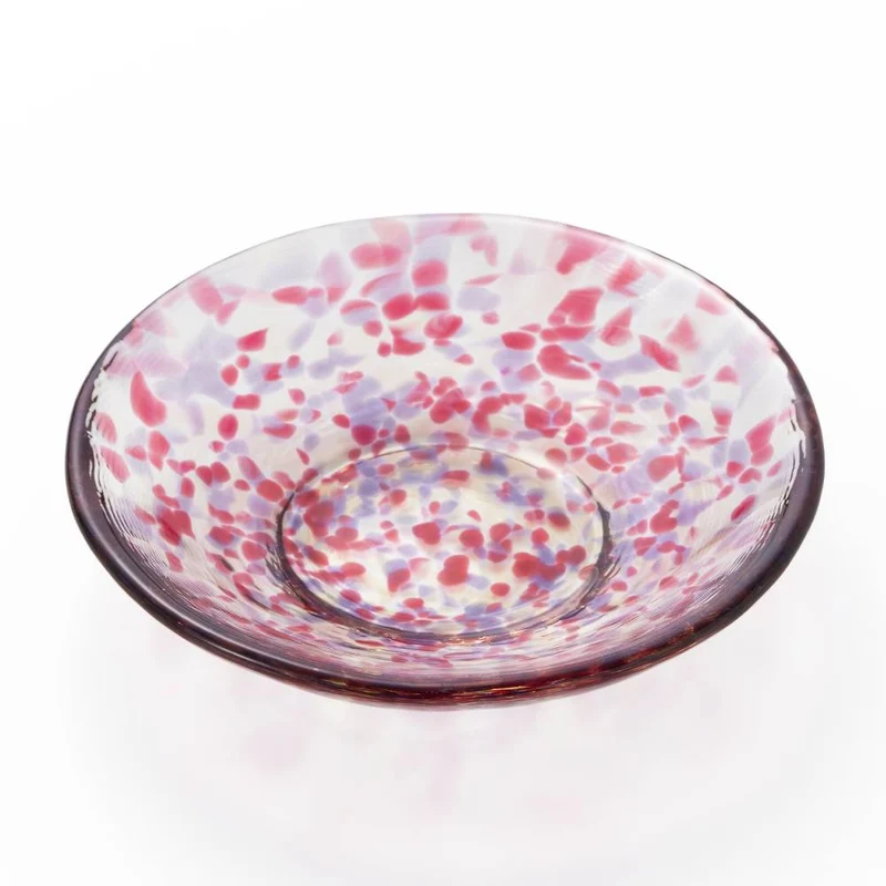 Aderia Handmade Small Glass Plate Pink Sakura Blossoms Design 100mm