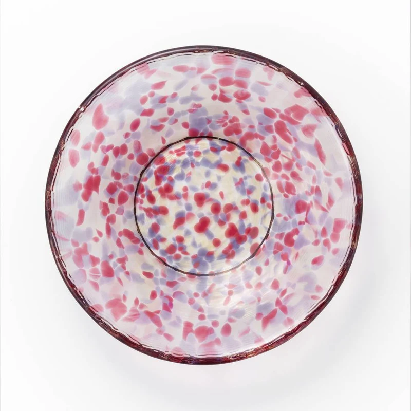 Aderia Handmade Small Glass Plate Pink Sakura Blossoms Design 100mm