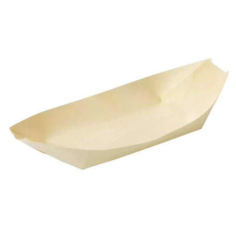Disposable Natural Wooden Serving Boat Takoyaki Tray (100 Pieces)