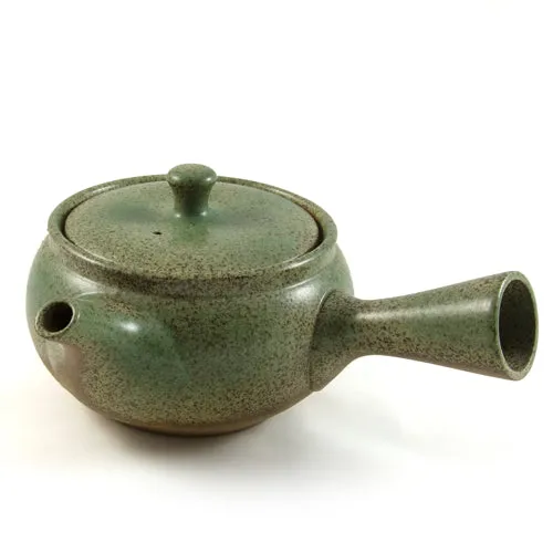 Japanese Teapot with Mottled Green Glaze