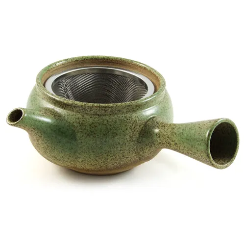 Japanese Teapot with Mottled Green Glaze