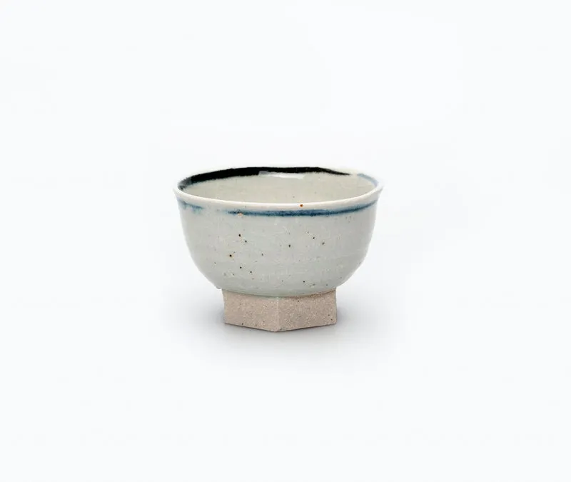 Kobachi Bowl - Lime-glaze with Blue Rim