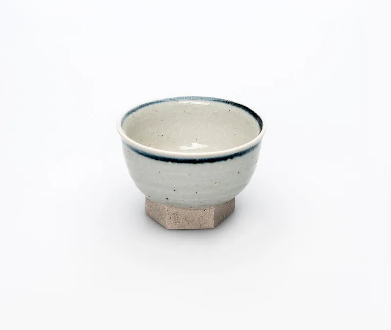 Kobachi Bowl - Lime-glaze with Blue Rim