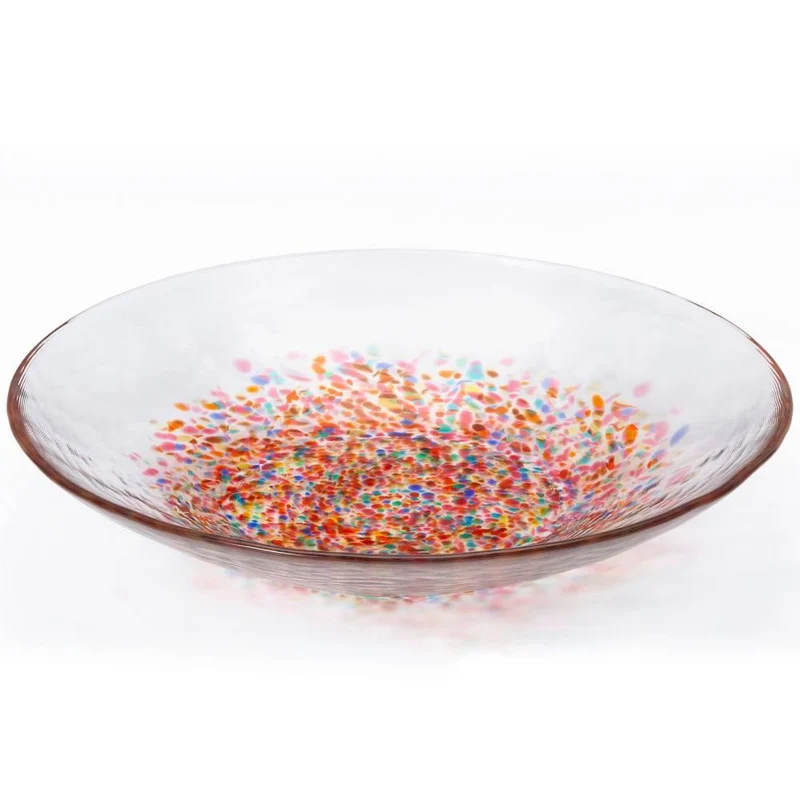 Aderia Large Glass Serving Plate Red Fireworks Design 230mm