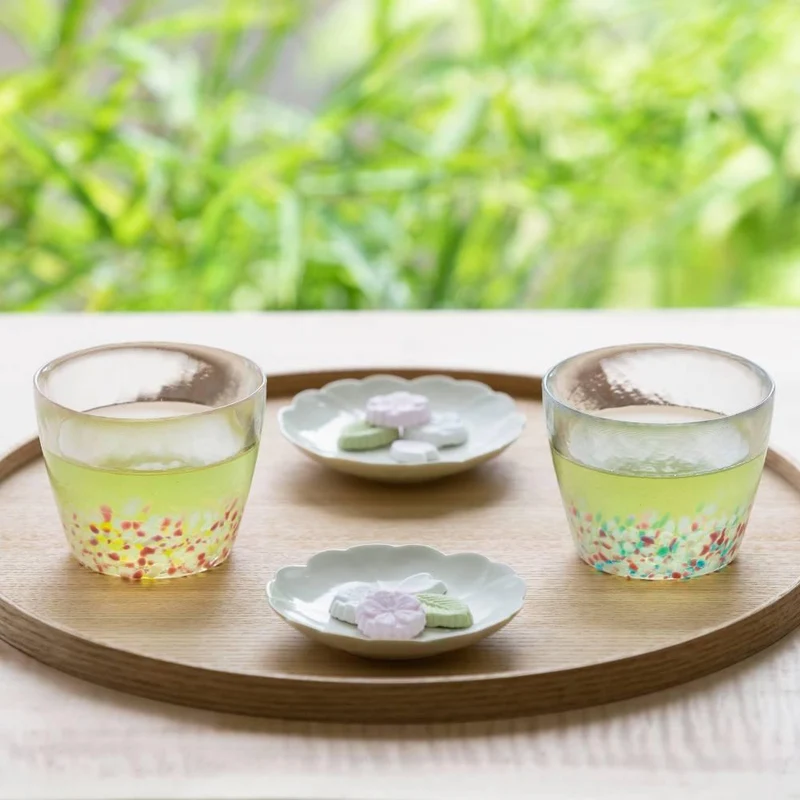 Aderia Handmade Sakura Design Drinking Glasses 190ml (Pair Set)