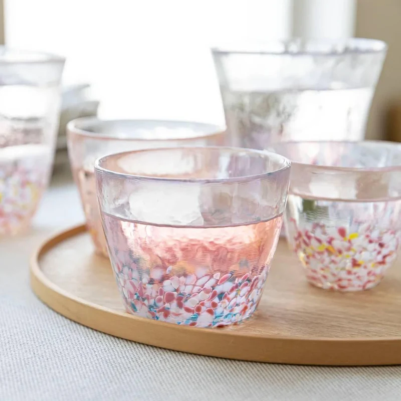 Aderia Handmade Sakura Design Drinking Glasses 190ml (Pair Set)