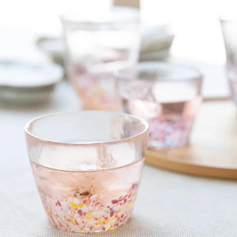 Aderia Handmade Sakura Design Drinking Glasses 190ml (Pair Set)