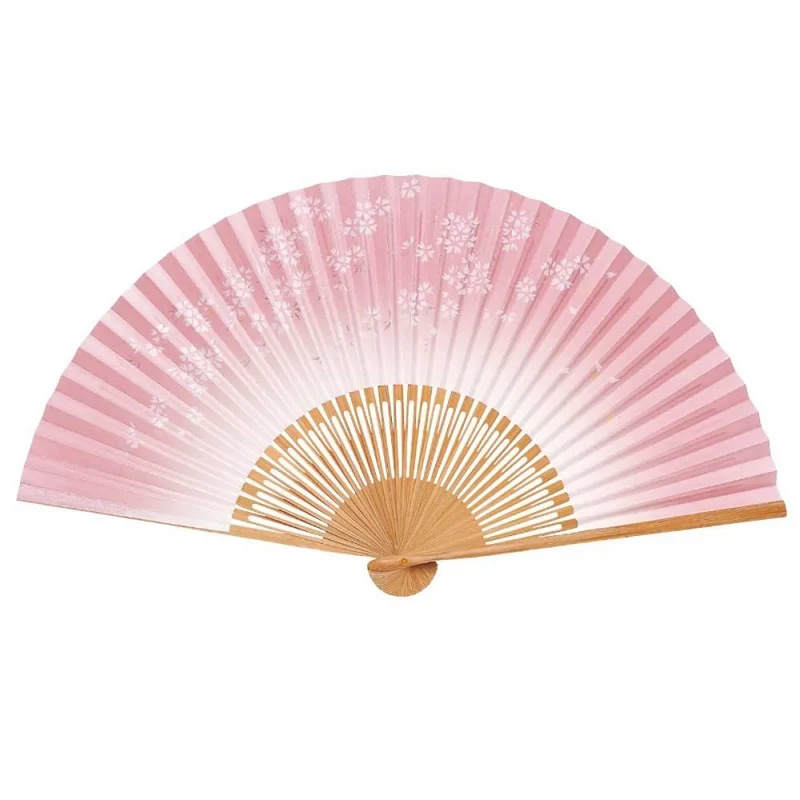 Yamani Sakura Cherry Blossom Design Pink Sensu Handheld Folding Fan 21.5cm