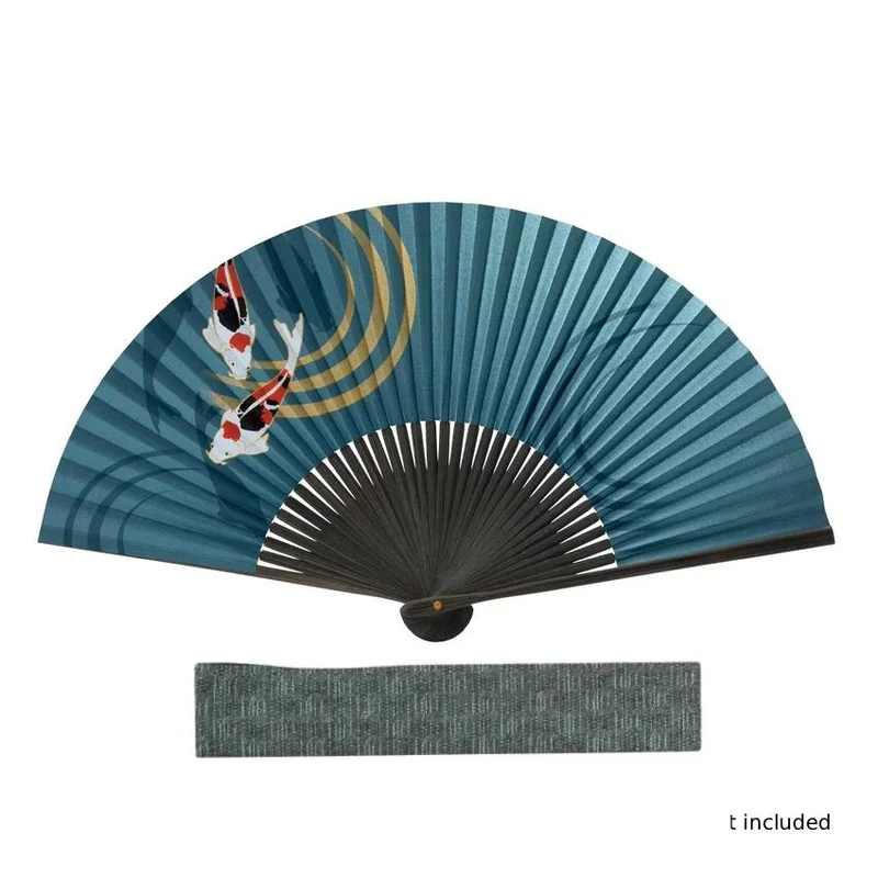 Yamani 100% Cotton Blue Sensu Case Folding Fan Cloth Bag 24cm