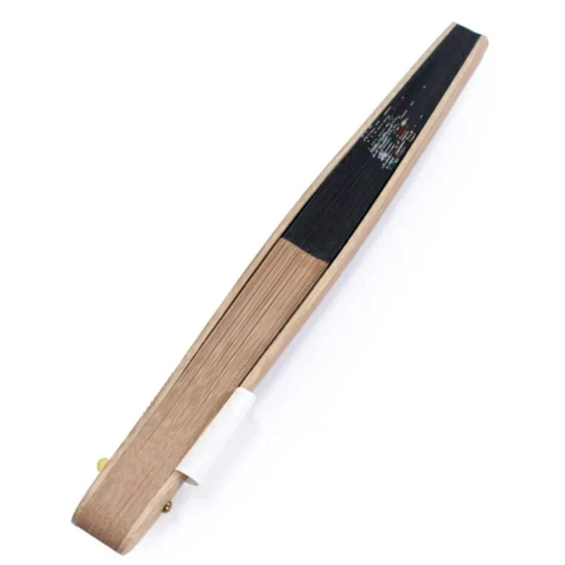 Yamani Festival Carts Design Black Sensu Handheld Folding Fan 21.5cm