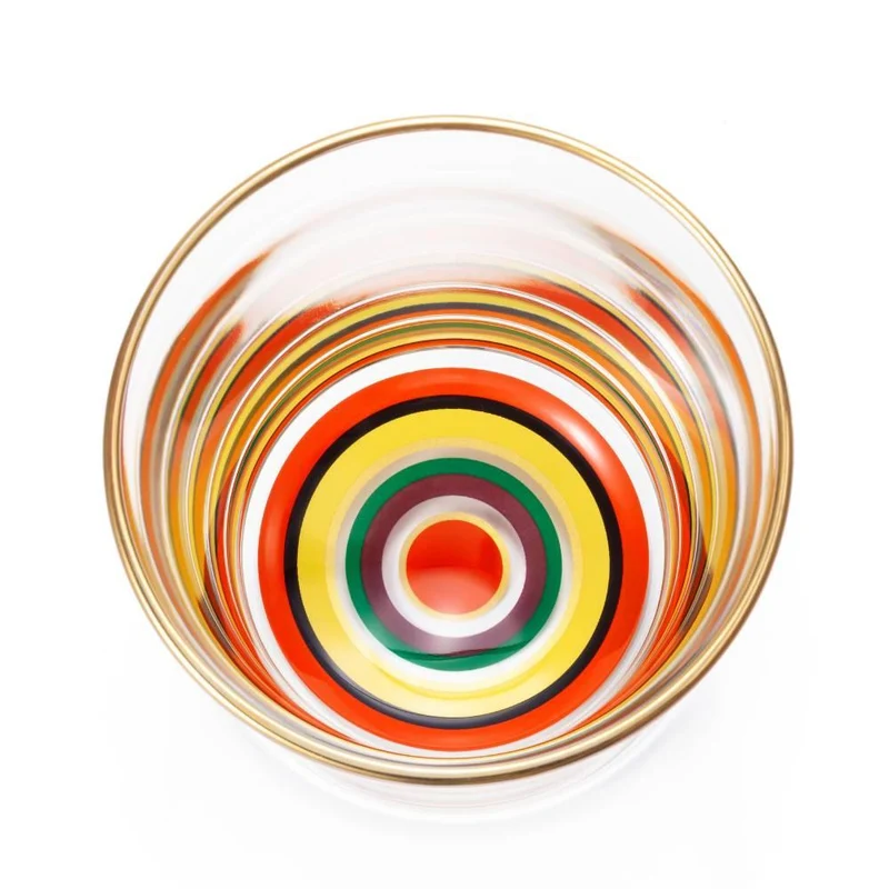 Aderia Stylish Short Glass Modern Red & Yellow Pattern 280ml