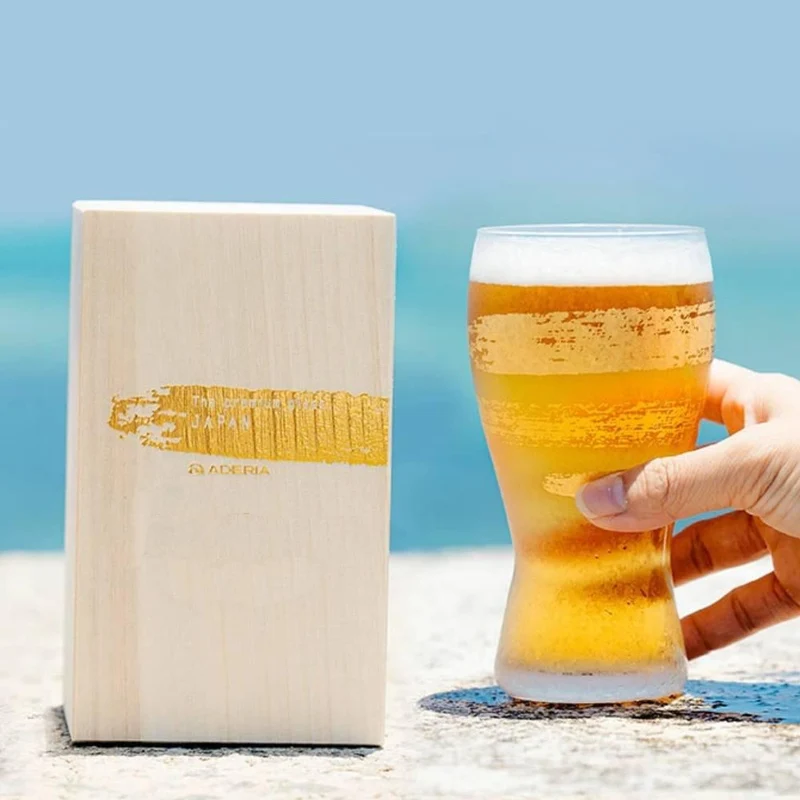 Aderia Premium Gold Pattern Frosted Beer Glass 380ml