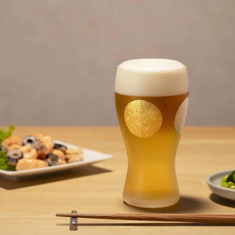 Aderia Premium Gold Sun & Silver Moon Frosted Beer Glass 380ml