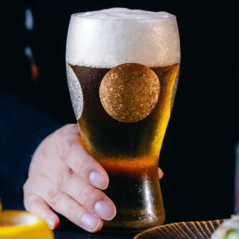 Aderia Premium Gold Sun & Silver Moon Frosted Beer Glass 380ml