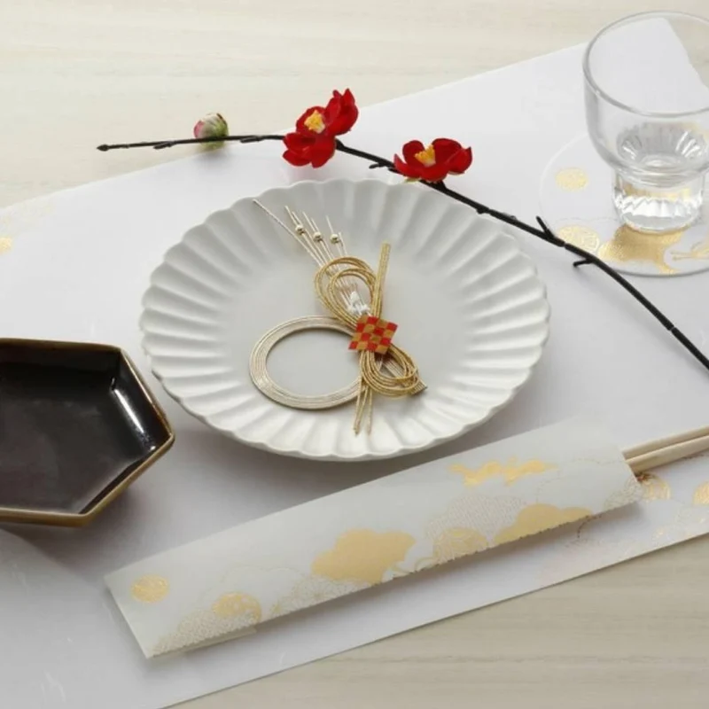 Paper Placemats Elegant Gold Foil Stamped Rabbit Design 3 Sheets